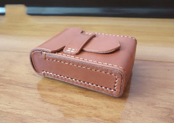 Cool Handmade Brown Leather Mens Cigarette Case Cigarette Holder Case with Belt Loop for Men - iwalletsmen