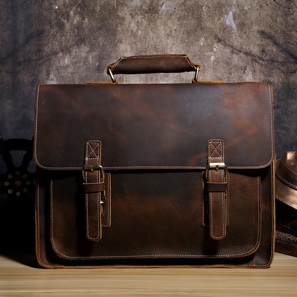 Genuine Leather Mens Cool Messenger Bag Briefcase Chest Bag Bike Bag Cycling Bag for men