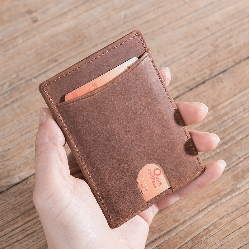 Handmade Leather Mens Cool billfold Wallet Card Holder Small Card Slim Wallets for Men