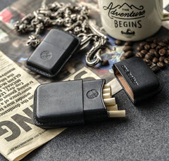 Handmade Green Leather Mens 11pcs Cigarette Holder Case Cool Custom Cigarette Case for Men - iwalletsmen