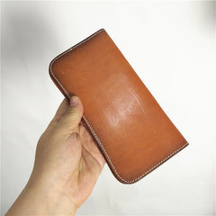 [On Sale] Handmade Vintage Mens Leather Long Wallets Bifold Long Wallet for Men - iwalletsmen