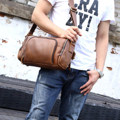 Genuine Leather Mens Messenger Bag Cool Weekender Bag Travel Bag Duffle Bags Overnight Bag Holdall Bag for men
