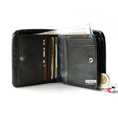 Genuine Leather Mens Cool billfold Leather Wallet Men Small Wallets Bifold for Men