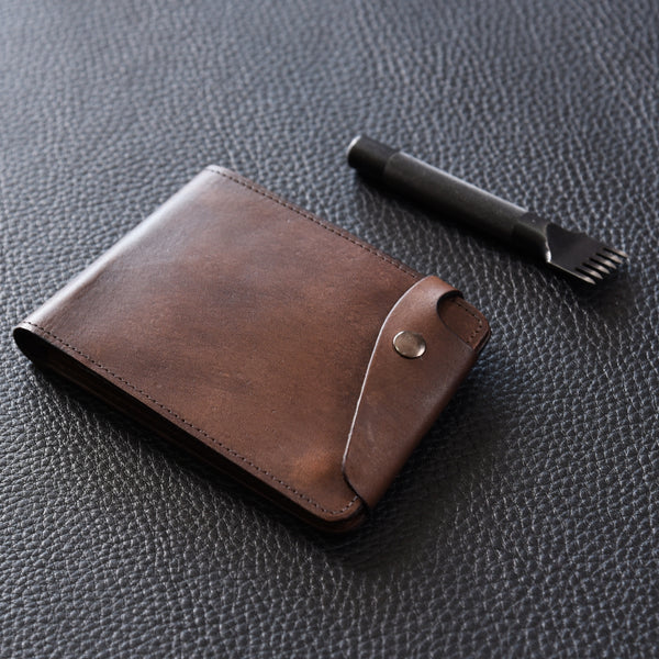 Handmade Mens Cool billfold Leather Wallet Men Small Slim Wallets Bifold for Men - iwalletsmen