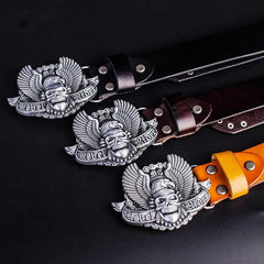 Handmade Genuine Leather Punk Rock Western Country Skull Mens Cool Men Biker Trucker Leather Belt