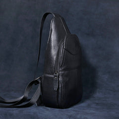 Genuine Leather Mens Cool Chest Bag Sling Bag Crossbody Bag Travel Bag Hiking Bag for men