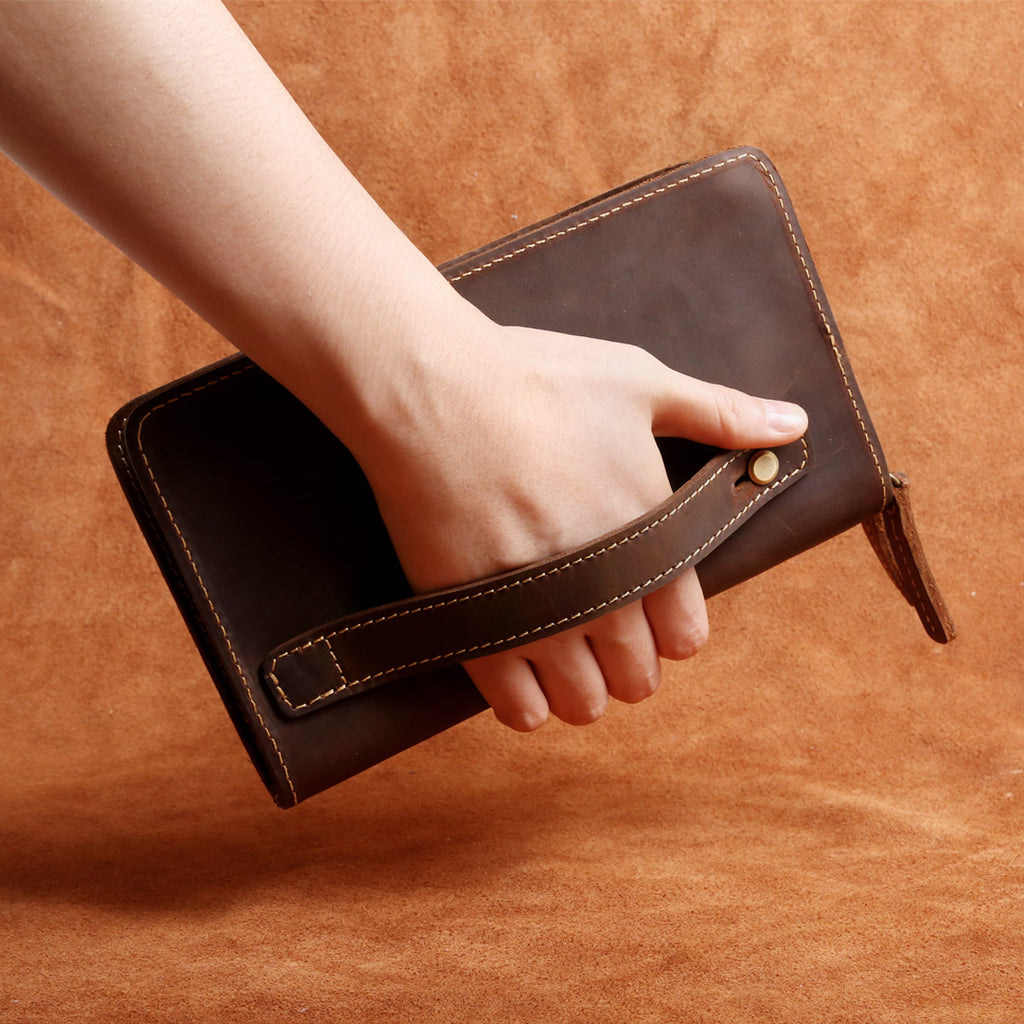 Leather Long Wallet Wristlet