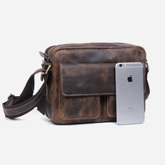 Genuine Leather Mens Cool Messenger Bag Chest Bag Bike Bag Cycling Bag for men
