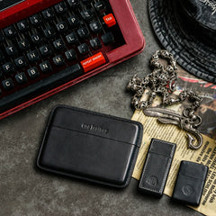 Handmade Black Leather Slim Mens 10pcs Cigarette Holder Case Cool Custom Cigarette Case for Men - iwalletsmen