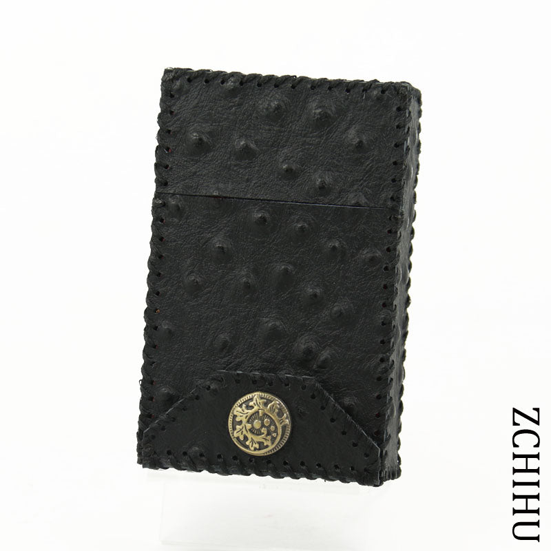 Cool Handmade Leather Mens Black Engraved Cigarette Holder Case for Men - iwalletsmen