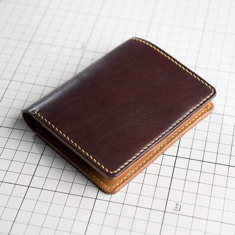 Handmade Leather Mens Cool Slim Leather Wallet Men Small Wallets Bifold for Men