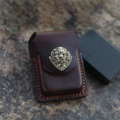 Handmade Cool Mens Leather Zippo Lighter Cases with Loop Zippo lighter Holder with clips - iwalletsmen