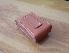 Cool Brown Handmade Leather Mens Cigarette Case Cigarette Holder Case with Belt Loop for Men - iwalletsmen