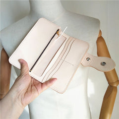 Handmade Beige Long Biker Wallets with Chain Cool Mens Leather Biker Chain Wallets - iwalletsmen