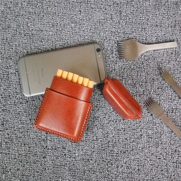 Cool Leather Mens 20pcs Cigarette Holder Case Vintage Custom Cigarette Case for Men - iwalletsmen