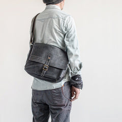 Genuine Leather Mens Cool Messenger Bag iPad Bag Chest Bag Bike Bag Cycling Bag for men