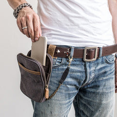 Canvas Belt Pouch Mens Waist Bag Hip Pack Belt Bag Fanny Pack Bumbag for Men - iwalletsmen