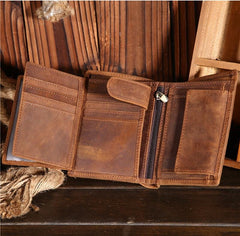 Vintage Leather Small Mens Wallet Bifold billfold Wallet for Men - iwalletsmen