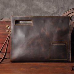 Genuine Leather Mens Cool Messenger Bag Clutch Wristlet Bag Work Bag Business Bag for men