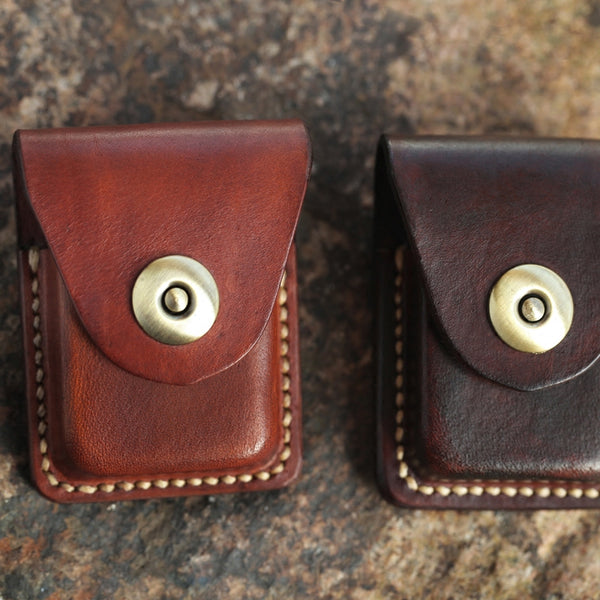 Cool Mens Leather Zippo Lighter Cases with Loop Zippo lighter Holder with clip - iwalletsmen