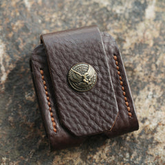 Cool Mens Leather Eagle Zippo Lighter Case with Belt Loop Zippo lighter Holder with Loop - iwalletsmen