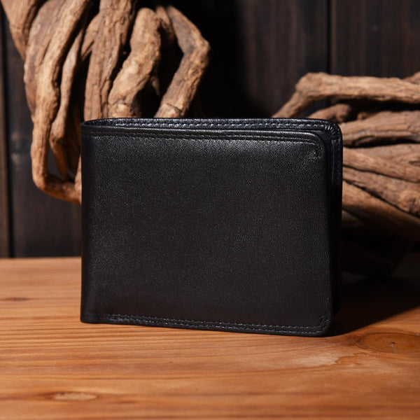 Genuine Leather Mens Cool billfold Leather Wallet Men Small Wallets Bifold for Men - iwalletsmen