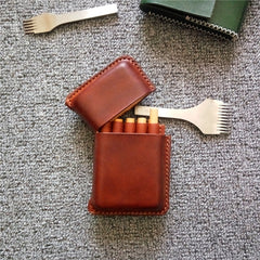 Cool Leather Mens 12pcs Cigarette Holder Case Vintage Custom Cigarette Case for Men - iwalletsmen