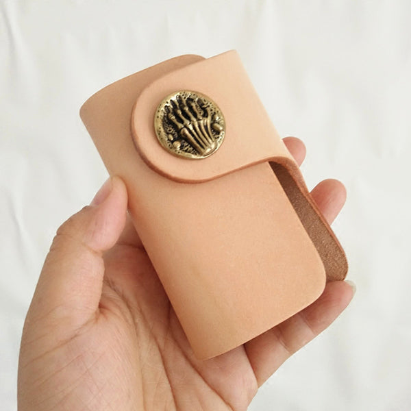 Handmade Mens Beige Leather Biker Key Wallets Cool Small Key Wallets Key Holder - iwalletsmen