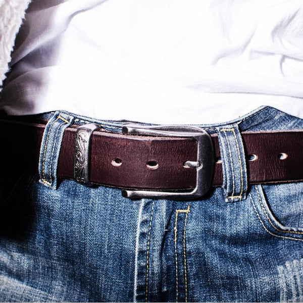 Handmade Genuine Leather Punk Rock Western Country Floral Mens Cool Men Biker Trucker Leather Belt