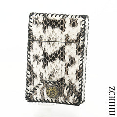 Cool Handmade Leather Snake Mens White Engraved Cigarette Holder Case for Men - iwalletsmen