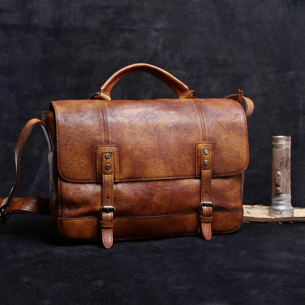 Genuine Leather Mens Cool Messenger Bag Briefcase Chest Bag Bike Bag Cycling Bag for men