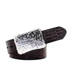 Handmade Leather Genuine Chinese Floral Mens Cool Men Biker Trucker Leather Belt