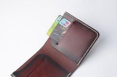 Handmade Leather Minimalist Mens Cool Slim Leather Wallet Men billfold Wallets Bifold for Men