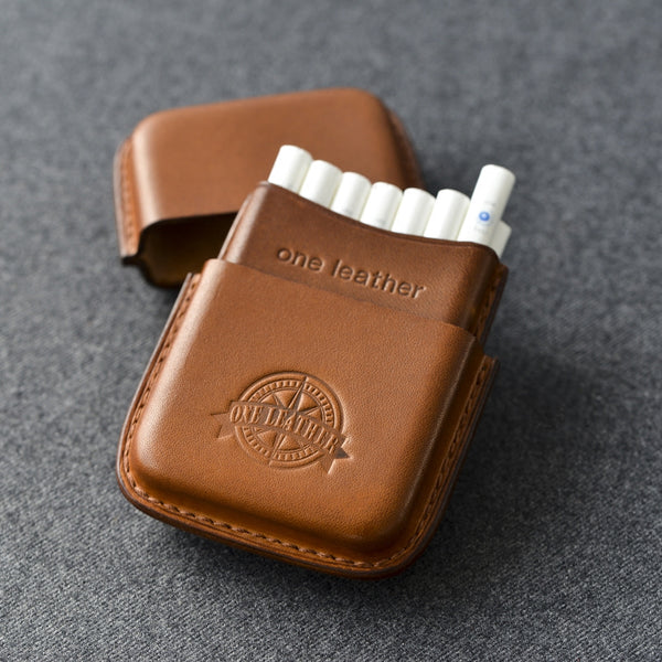 Cool Brown Leather Mens 14pcs Cigarette Holder Case Cool Custom Cigarette Case for Men - iwalletsmen