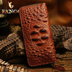 Handmade Leather Mens Cool Zipper Phone Travel Long Wallet Card Holder Card Slim Clutch Wallets for Men