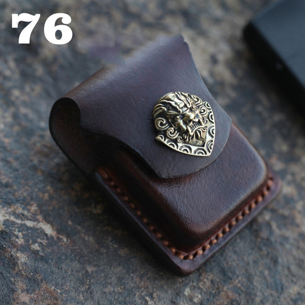 Handmade Cool Mens Leather Zippo Lighter Cases with Loop Zippo lighter Holder with clips - iwalletsmen
