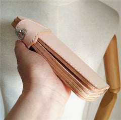 Handmade Beige Long Biker Wallets with Chain Cool Mens Leather Biker Chain Wallets - iwalletsmen