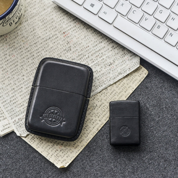 Cool Black Leather Mens 14pcs Cigarette Holder Case Cool Custom Cigarette Case for Men - iwalletsmen