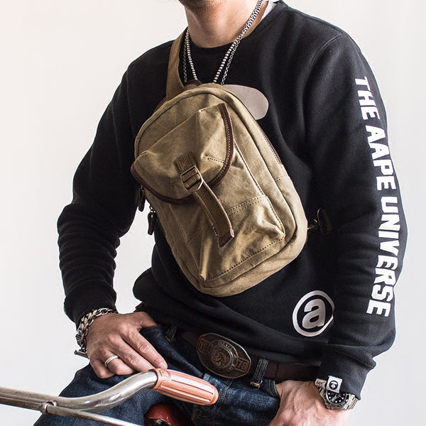 Canvas Mens Cool Chest Bag Sling Bag Crossbody Bag Travel Bag Hiking Bag for men - iwalletsmen