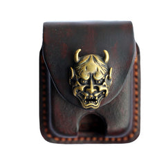 Cool Mens Leather Prajna Zippo Lighter Cases with Loop Zippo lighter Holder with clips - iwalletsmen