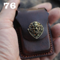 Handmade Cool Mens Leather Zippo Lighter Cases with Loop Zippo lighter Holder with clips - iwalletsmen