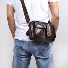 Genuine Leather Mens Cool Messenger Bag Chest Bag Bike Bag Cycling Bag for men