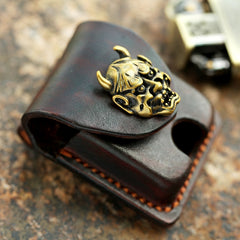 Cool Mens Leather Prajna Zippo Lighter Cases with Loop Zippo lighter Holder with clips - iwalletsmen