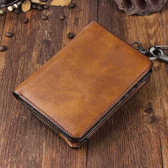 Handmade Leather Mens Chain Biker Wallet Cool Leather Wallet Trifold billfold Wallets - iwalletsmen