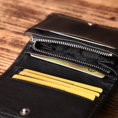Handmade Mens Cool billfold Leather Wallet Men Small Slim Wallets Bifold for Men
