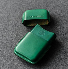 Handmade Green Leather Mens 11pcs Cigarette Holder Case Cool Custom Cigarette Case for Men - iwalletsmen