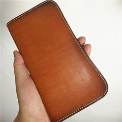 [On Sale] Handmade Vintage Mens Leather Long Wallets Cool Long Wallet for Men - iwalletsmen