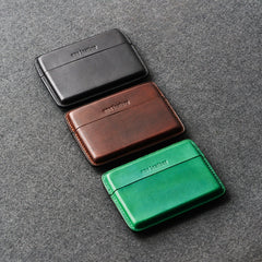 Handmade Black Leather Slim Mens 10pcs Cigarette Holder Case Cool Custom Cigarette Case for Men - iwalletsmen