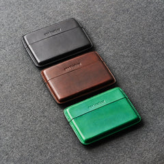 Handmade Brown Leather Slim Mens 10pcs Cigarette Holder Case Cool Custom Cigarette Case for Men - iwalletsmen