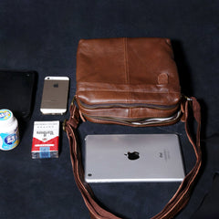 Genuine Leather Mens Cool Messenger Bag Square Bag Chest Bag Bike Bag Cycling Bag for men